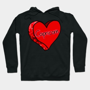 Capricorn Red Ruby Star Sign Love Heart Hoodie